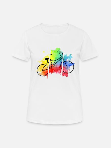 Farbenfrohes Fahrrad - Frauen T-Shirt atmungsaktiv - Weiß