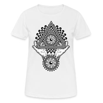 Pyramide Illuminati et œil omniscient dans le triangle - T-shirt respirant Femme - blanc - Devant - AI Model Female 172 dark (172cm)