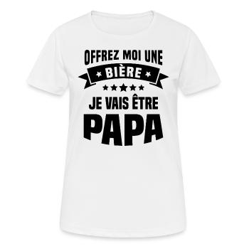 Offrez moi une bière je vais être papa - T-shirt respirant Femme - blanc - Devant - AI Model Female 172 dark (172cm)