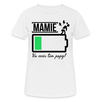 Mamie batterie faible, va voir ton papy! - T-shirt respirant Femme - blanc - Devant - AI Model Female 172 dark (172cm)