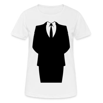 Anzug und Krawatte - Frauen T-Shirt atmungsaktiv - Weiß - Vorne - AI Model Female 172 dark (172cm)