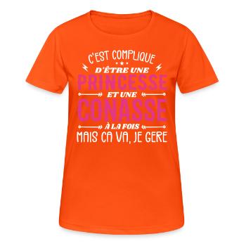 C'est Compliqué d etre Princesse et Conasse - T-shirt respirant Femme - orange néon - Devant - AI Model Female 172 dark (172cm)
