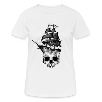 Crâne, bateau, pirate, bateau pirate - T-shirt respirant Femme - blanc - Devant - AI Model Female 172 dark (172cm)
