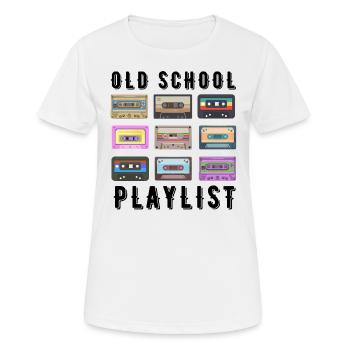 OLD SCHOOL PLAYLIST - T-shirt respirant Femme - blanc - Devant - AI Model Female 172 dark (172cm)