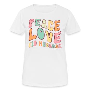 Peace Love Eid Mubarak Colorful Wavy Style Muslims - T-shirt respirant Femme - blanc - Devant - AI Model Female 172 dark (172cm)