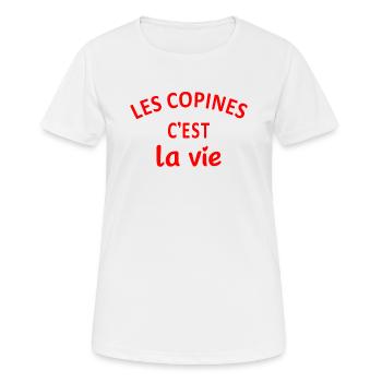 les copines c'est la vie - T-shirt respirant Femme - blanc - Devant - AI Model Female 172 dark (172cm)
