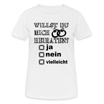 Tu veux m’épouser ? Demande en mariage - Fiançailles - T-shirt respirant Femme - blanc - Devant - AI Model Female 172 dark (172cm)