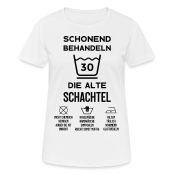 30. GEBURTSTAG SCHONEND BEHANDELN ALTE SCHACHTEL - Frauen T-Shirt atmungsaktiv - Weiß - Vorne - AI Model Female 172 dark (172cm)