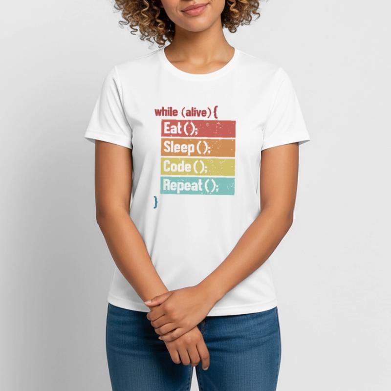 Eat Sleep Code Repeat Software Engineer Coder T-shirt respirant Femme