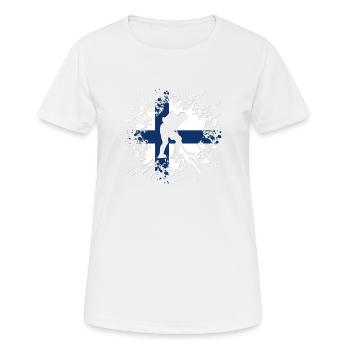 Eishockey Finnland FI Eissport Länderflagge Splash - Frauen T-Shirt atmungsaktiv - Weiß - Vorne - AI Model Female 172 dark (172cm)
