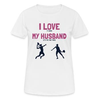 J'Aime Mon Mari Padel Paddle Tennis Padel Tennis - T-shirt respirant Femme - blanc - Devant - AI Model Female 172 dark (172cm)