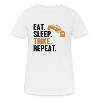 Manger Dormir Tricycle Répéter Tricycle Moto - T-shirt respirant Femme - blanc - Devant - AI Model Female 172 dark (172cm)