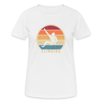 Retro Climbing Bouldern Sportklettern - Frauen T-Shirt atmungsaktiv - Weiß - Vorne - AI Model Female 172 dark (172cm)