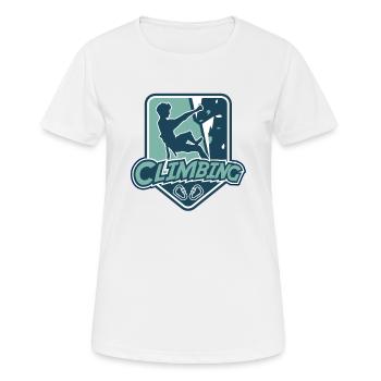 Climbing Logo Speedklettern Alpinklettern Kraxler - Frauen T-Shirt atmungsaktiv - Weiß - Vorne - AI Model Female 172 dark (172cm)