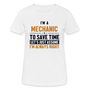 Mechanic Let's Assume I'm Right Mécatronicien - T-shirt respirant Femme - blanc - Devant - AI Model Female 172 dark (172cm)