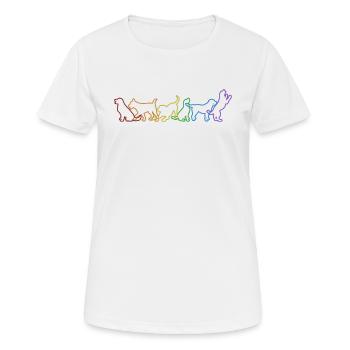 Dogs LGBT Rainbow Vierbeiner Wauwau Rüde - Frauen T-Shirt atmungsaktiv - Weiß - Vorne - AI Model Female 172 dark (172cm)