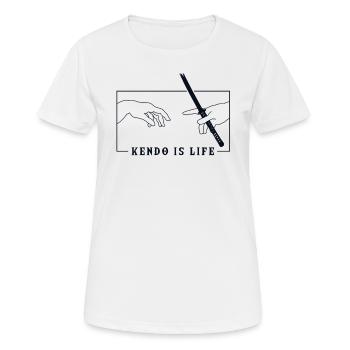 Michelangelo Création d'Adam Kendo Kata Kenjutsu - T-shirt respirant Femme - blanc - Devant - AI Model Female 172 dark (172cm)