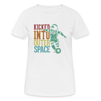 Kicked Into Outer Space Futbol Fußball Goal - Women's Breathable T-Shirt - white - Front - AI Model Female 172 dark (172cm)