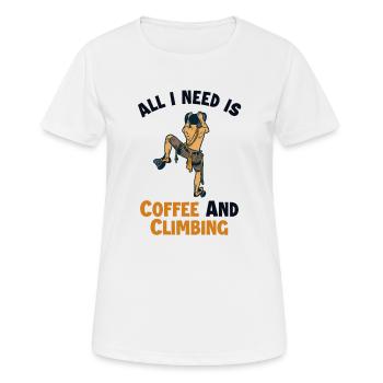 Coffee and Climbing Alpinklettern Sportklettern - Frauen T-Shirt atmungsaktiv - Weiß - Vorne - AI Model Female 172 dark (172cm)