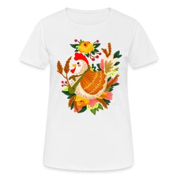 Une mère poule fait éclore des œufs d’élevage de poulets - T-shirt respirant Femme - blanc - Devant - AI Model Female 172 dark (172cm)