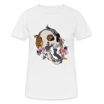 Abeilles Crâne Nid d’abeille Nid d’abeilles Apiculteurs Abeilles mellifères - T-shirt respirant Femme - blanc - Devant - AI Model Female 172 dark (172cm)