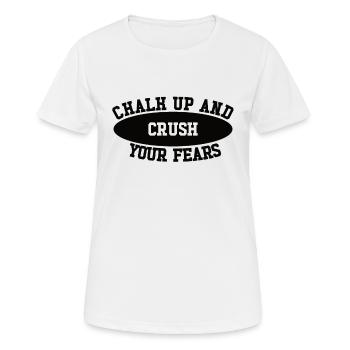 Bouldern Chalk Up Boulderer - Frauen T-Shirt atmungsaktiv - Weiß - Vorne - AI Model Female 172 dark (172cm)