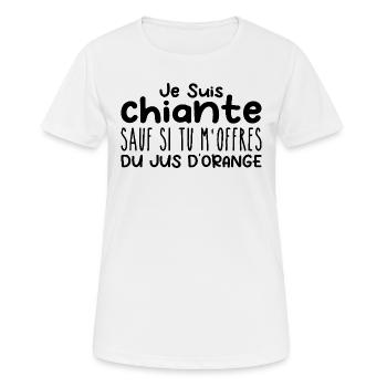 Woman who loves Orange Juice. Funny Design Humor - Women's Breathable T-Shirt - white - Front - AI Model Female 172 dark (172cm)