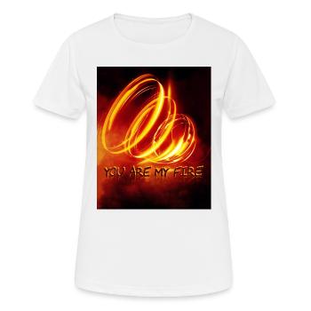 DU BIST MEIN FEUER - Frauen T-Shirt atmungsaktiv - Weiß - Vorne - AI Model Female 172 dark (172cm)