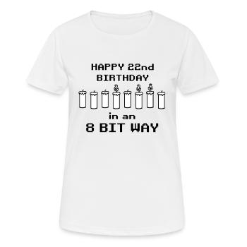 binaire joyeux anniversaire 8bit 22e anniversaire nerd gamer - T-shirt respirant Femme - blanc - Devant - AI Model Female 172 dark (172cm)