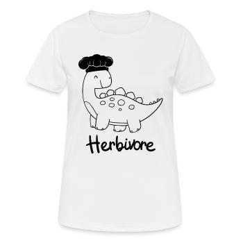 Herbivorous Dinosaurs with Chef's Hat Chef - Women's Breathable T-Shirt - white - Front - AI Model Female 172 dark (172cm)