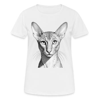 Lustige orientalische Kurzhaarkatze - Frauen T-Shirt atmungsaktiv - Weiß - Vorne - AI Model Female 172 dark (172cm)