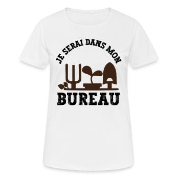 je serai dans mon bureau - T-shirt respirant Femme - blanc - Devant - AI Model Female 172 dark (172cm)