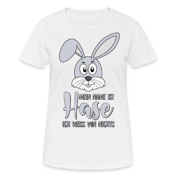 Mein Name ist Hase Ich weiss von nichts - Frauen T-Shirt atmungsaktiv - Weiß - Vorne - AI Model Female 172 dark (172cm)