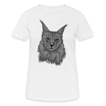Maine Coon Katze - Frauen T-Shirt atmungsaktiv - Weiß - Vorne - AI Model Female 172 dark (172cm)