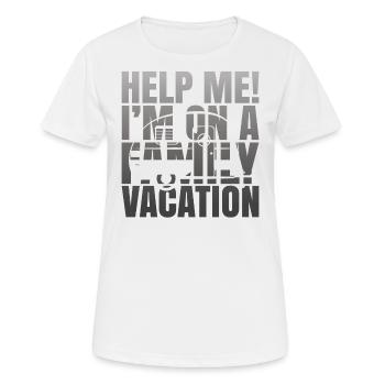 Au secours, je suis en vacances en famille - T-shirt respirant Femme - blanc - Devant - AI Model Female 172 dark (172cm)