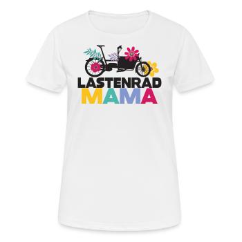 Lastenrad Mama Fahrrad Cargobike - Frauen T-Shirt atmungsaktiv - Weiß - Vorne - AI Model Female 172 dark (172cm)