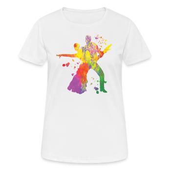 Danseuse d’aquarelle de couple de danse latine - T-shirt respirant Femme - blanc - Devant - AI Model Female 172 dark (172cm)