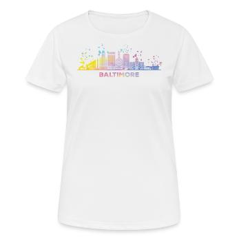 Baltimorean Watercolor Skyline Baltimore - Women's Breathable T-Shirt - white - Front - AI Model Female 172 dark (172cm)