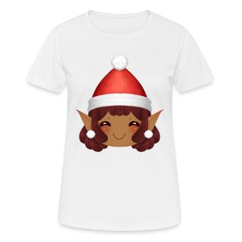 Adorable Lutin de Nöel avec Bonnet de père noël - T-shirt respirant Femme - blanc - Devant - AI Model Female 172 dark (172cm)