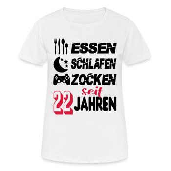 Geburtstag 22 Zocken Spielen Gaming Schlafen - Frauen T-Shirt atmungsaktiv - Weiß - Vorne - AI Model Female 172 dark (172cm)