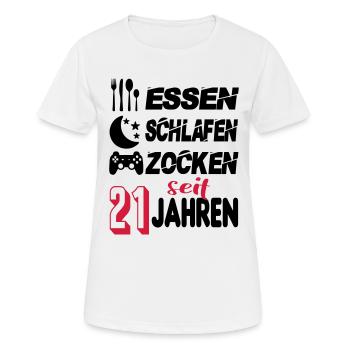 Geburtstag 21 Zocken Spielen Gaming Schlafen - Frauen T-Shirt atmungsaktiv - Weiß - Vorne - AI Model Female 172 dark (172cm)