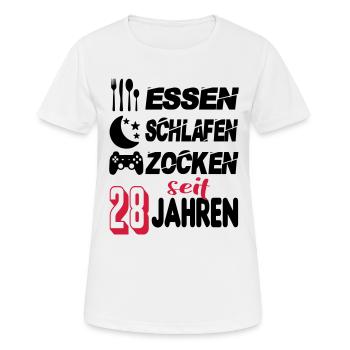 Geburtstag 28 Zocken Spielen Gaming Schlafen - Frauen T-Shirt atmungsaktiv - Weiß - Vorne - AI Model Female 172 dark (172cm)