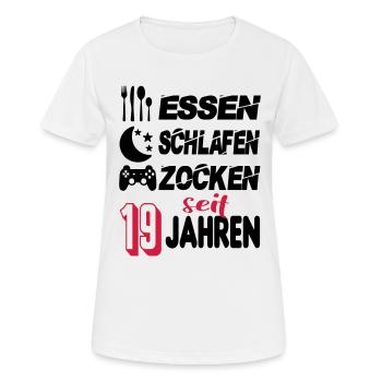 Geburtstag 19 Zocken Spielen Gaming Schlafen - Frauen T-Shirt atmungsaktiv - Weiß - Vorne - AI Model Female 172 dark (172cm)