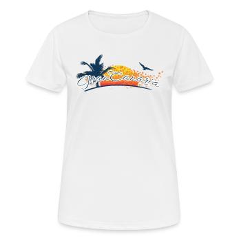 Gran Canaria 2026 - Kanaren - Spanien - Frauen T-Shirt atmungsaktiv - Weiß - Vorne - AI Model Female 172 dark (172cm)