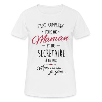 maman et Secrétaire - T-shirt respirant Femme - blanc - Devant - AI Model Female 172 dark (172cm)
