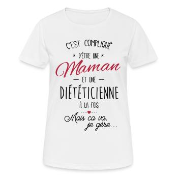 maman et Diététicienne - T-shirt respirant Femme - blanc - Devant - AI Model Female 172 dark (172cm)