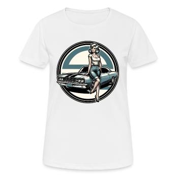 Blonde Schönheit und Muscle Car - Frauen T-Shirt atmungsaktiv - Weiß - Vorne - AI Model Female 172 dark (172cm)