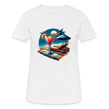 Cocktail sur la plage : jeu de couleurs sur la serviette - T-shirt respirant Femme - blanc - Devant - AI Model Female 172 dark (172cm)