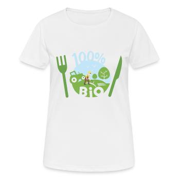 Essen Sie Bio, 100% Bio - Frauen T-Shirt atmungsaktiv - Weiß - Vorne - AI Model Female 172 dark (172cm)
