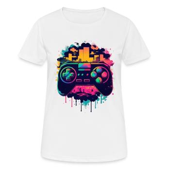 Console de jeu - T-shirt respirant Femme - blanc - Devant - AI Model Female 172 dark (172cm)